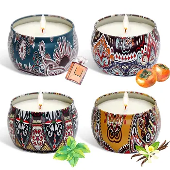 

4PCS Aromatherapy Candle Tinplate Candle Jar DIY Essential Oil Candle Accessories Only Box DIY Handicrafts 2020