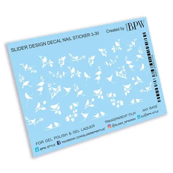 

Slider design white birds, BPW. style, Water stickers on nails, sd3-30