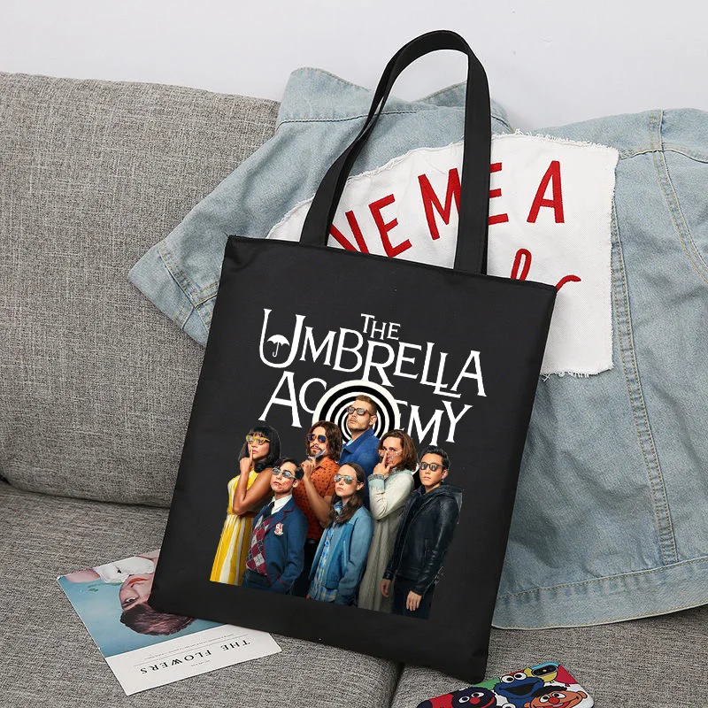 

Hot The Umbrella Academy Handbags Casual Shopping Bags Girls Student Handbag Printed College Shoulder Bags Canvas Storage Bags