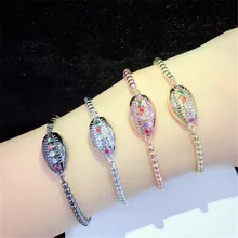 10 шт./лот, высокое качество, латунный браслет, инкрустированный радужным кубическим цирконием, регулируемый браслет, модные ювелирные изделия