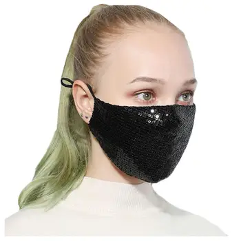 

1pc New Pm2.5 Outdoor Mask Washable Reuse Face Mask Dust-proof Anti-fog Sequins Protection Mouth And Nose Reuse Masks Hot