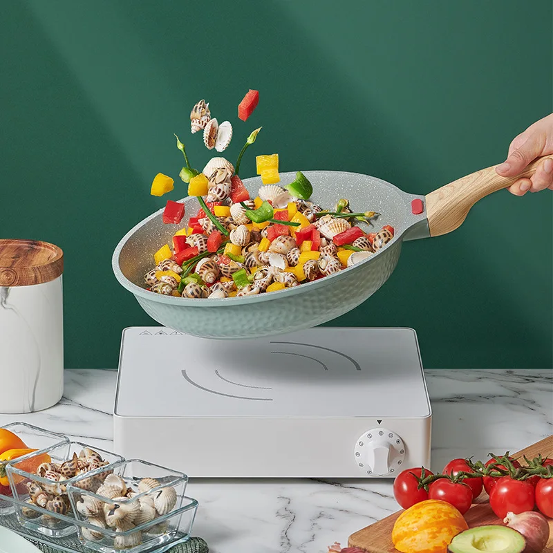 20cm Avocado Green Luxurious Maifan Stone Nonstick Pan Steak Frying