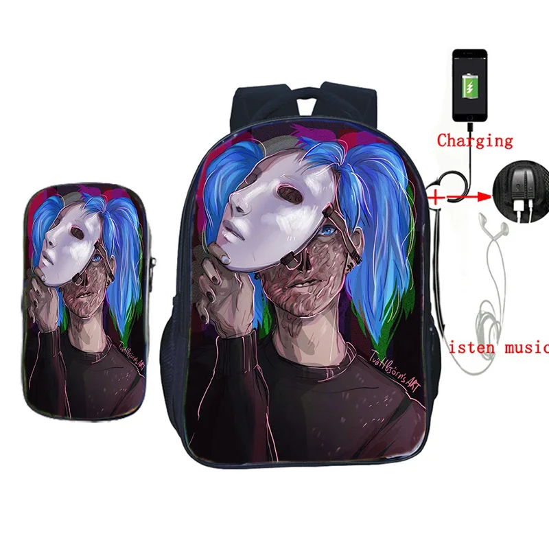 9 Для женщин и мужчин, usb зарядка, модный рюкзак для путешествия, сумки, Sally Face, мужской рюкзак для ноутбука, 2 шт. в комплекте, рюкзак для ноутбука для подростков - Цвет: 9