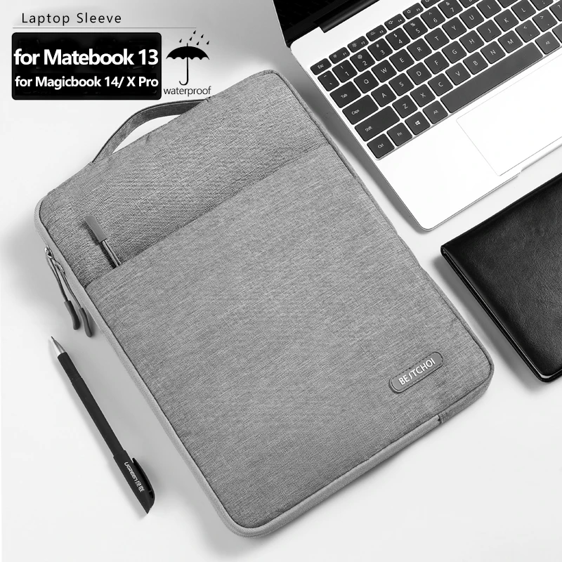 Broonel Black Leather Folio Sleeve Compatible with The Honor MagicBook 14-14 Inch Laptop 