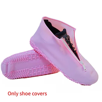 

1 Pair Elastic Waterproof Foot Wear Silicone Rain Boots Outdoor Protective Zipper Shoe Cover Reusable Accessories Non Slip
