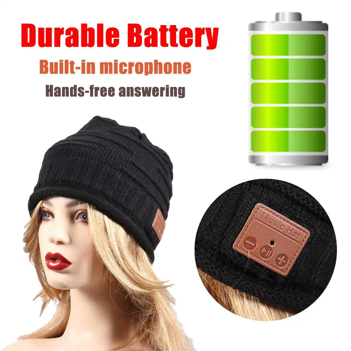 Wireless bluetooth Earphones bluetooth 5 0 Hat Cap Beanie Knitted Warm Hat Stereo Music Headphones with Mic Sport Smart Warm Cap