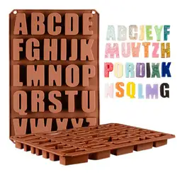 3D силиконовые формы для шоколада леденцов печенье с жидкой помадкой в центре украшения для выпечки прессформы 26 букв алфавита с
