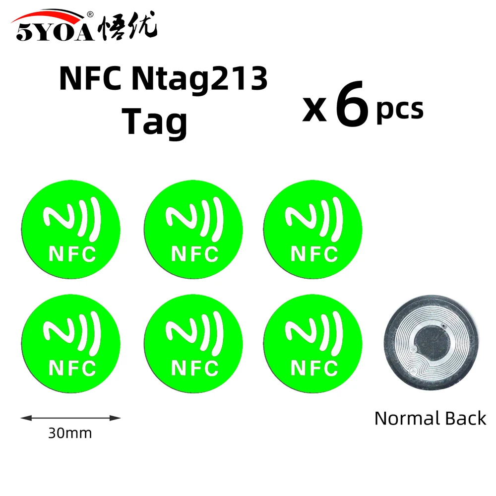 electronic gate lock 6pcs NFC Ntag213 TAG Sticker Ntag 213 for Huawei 13.56MHz Universal Label RFID Key Token Patrol Ultralight Tags best smart door lock Access Control Systems