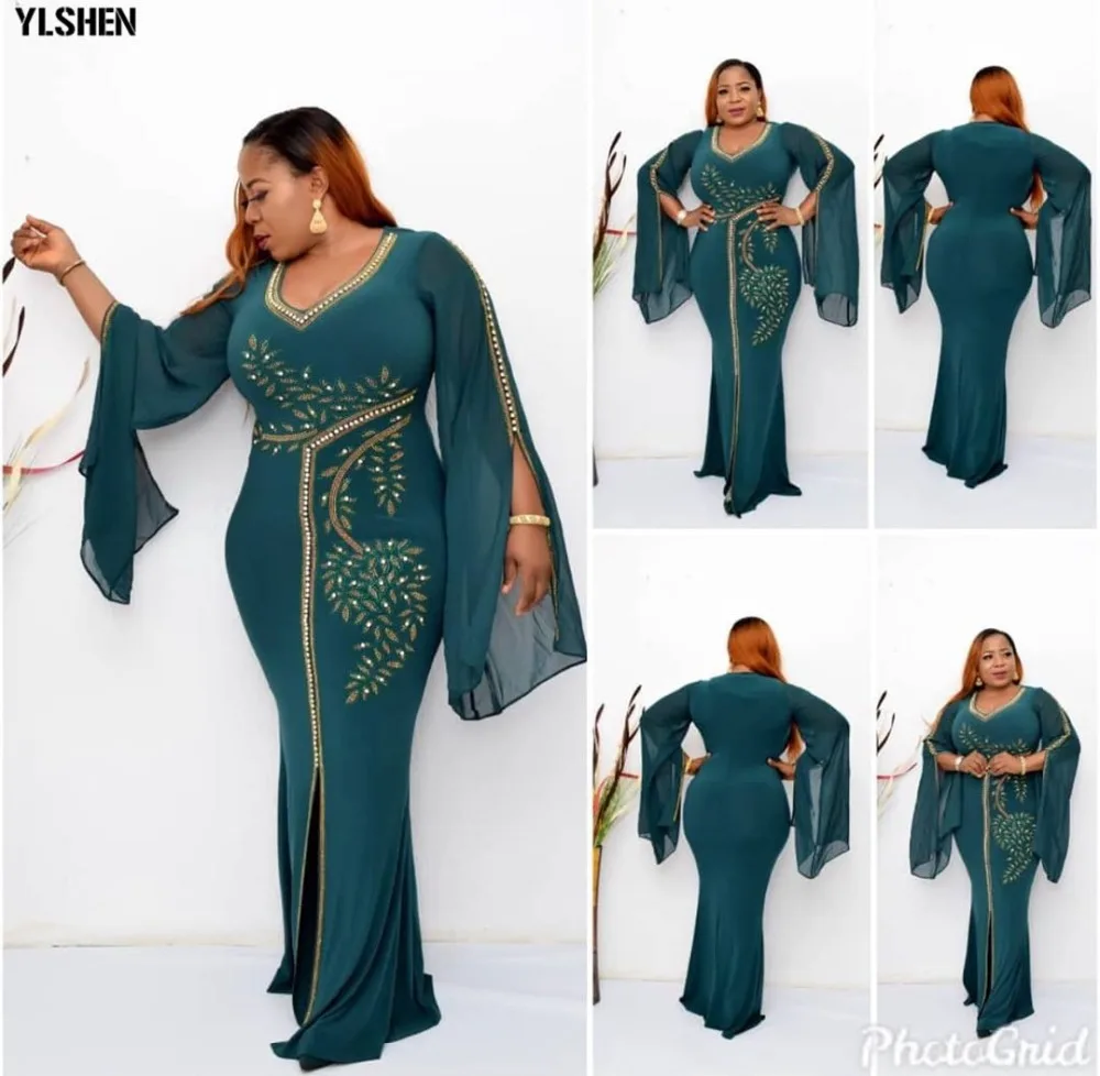 African Dresses for Women Dashiki Diamond Robe Africaine Femme 2020 Africa Dress African Clothes Long Maxi Evening Party Dress 03
