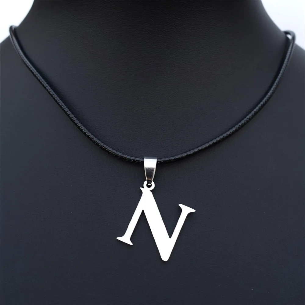 Stainless Steel Letter Pendant Necklace 