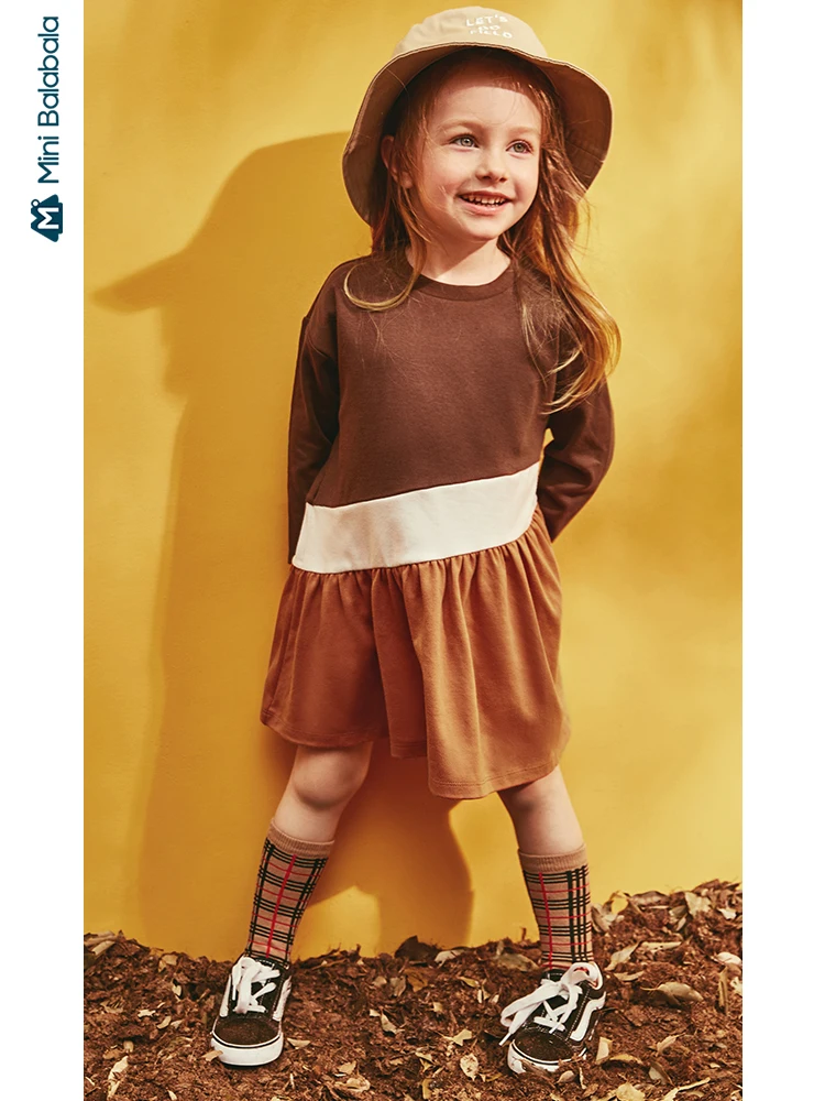 Minibalabala/Детское платье; коллекция года; сезон осень; популярное элегантное платье с разноцветной мозаикой для маленьких девочек; Новая детская одежда