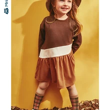 Minibalabala/Детское платье; коллекция года; сезон осень; популярное элегантное платье с разноцветной мозаикой для маленьких девочек; Новая детская одежда