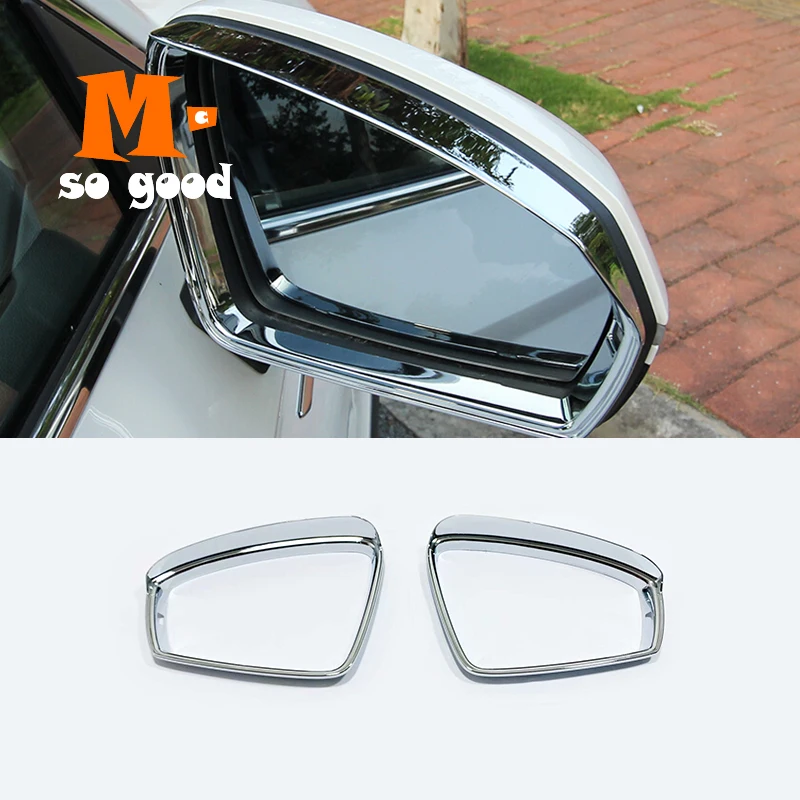 

2019 2020 Accessories Car Side Door Rearview Mirror Block Rain Eyebrow Cover Trim 2pcs ABS Chrome for Volkswagen Touareg