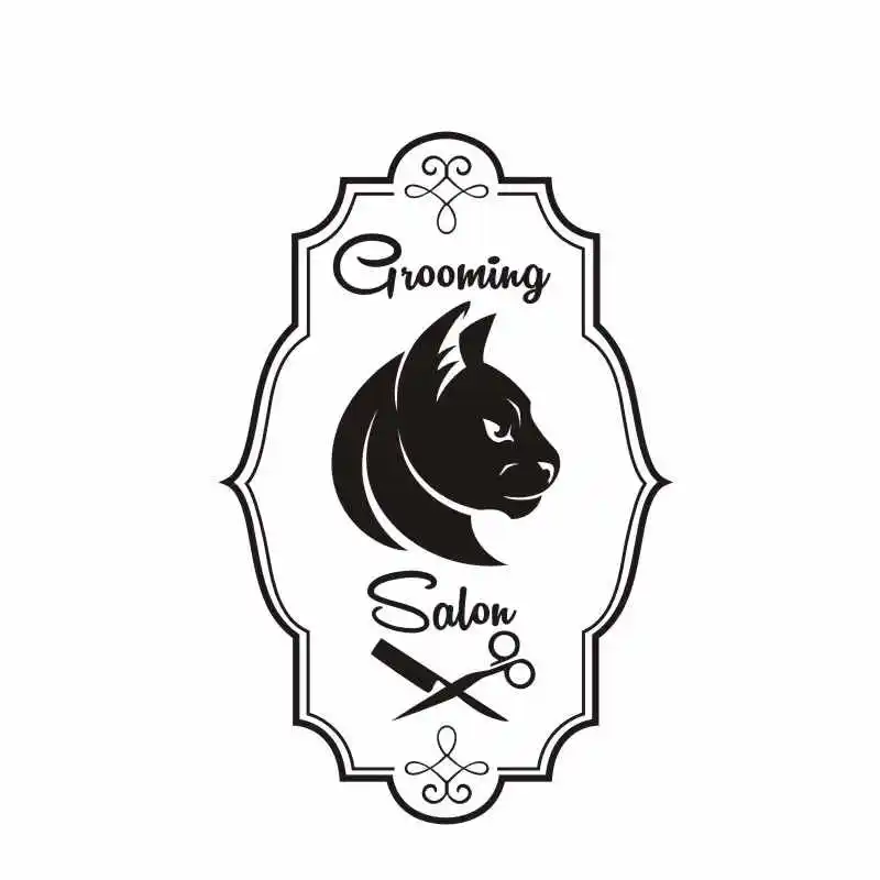 DCTAL Cat Grooming Salon Pet Shop Sticker Decal Posters Vinyl Wall Art Decals Parede Decor Mural Pet Shop Sticker