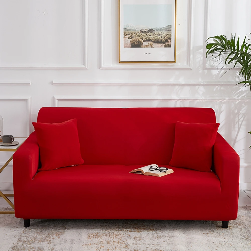 Funda de sofá de protección ajustable para sala de estar, cubierta de sofá  de LICRA elástica, Color rojo sólido, amor individual, 3 y 4 asientos|Funda  de sofá| - AliExpress