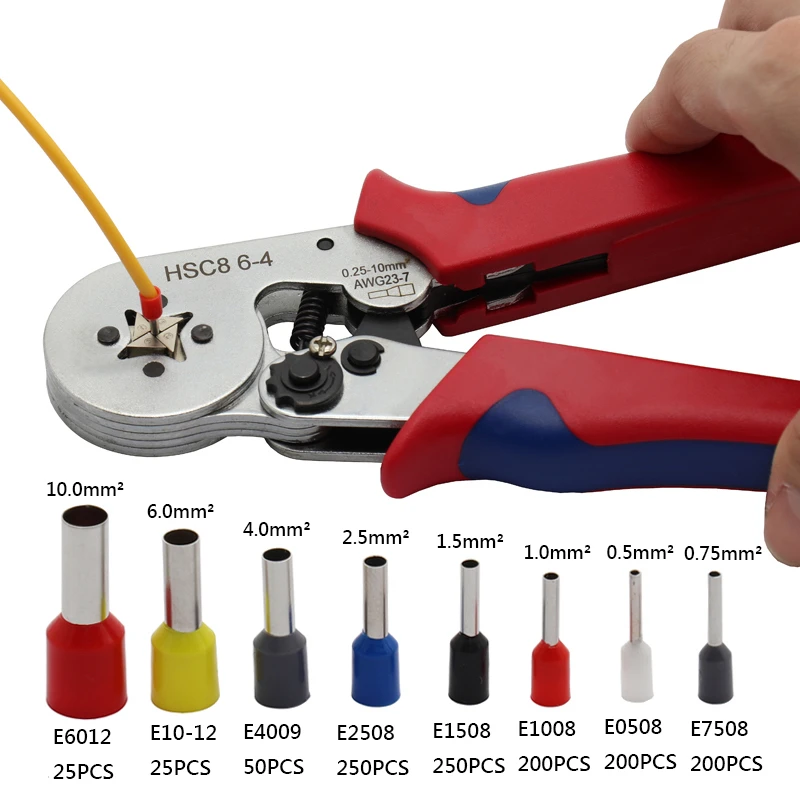 0.25-10mm2 Crimper Plier Set Self-adjustable Crimping Tool 1200 Terminal Ferrule