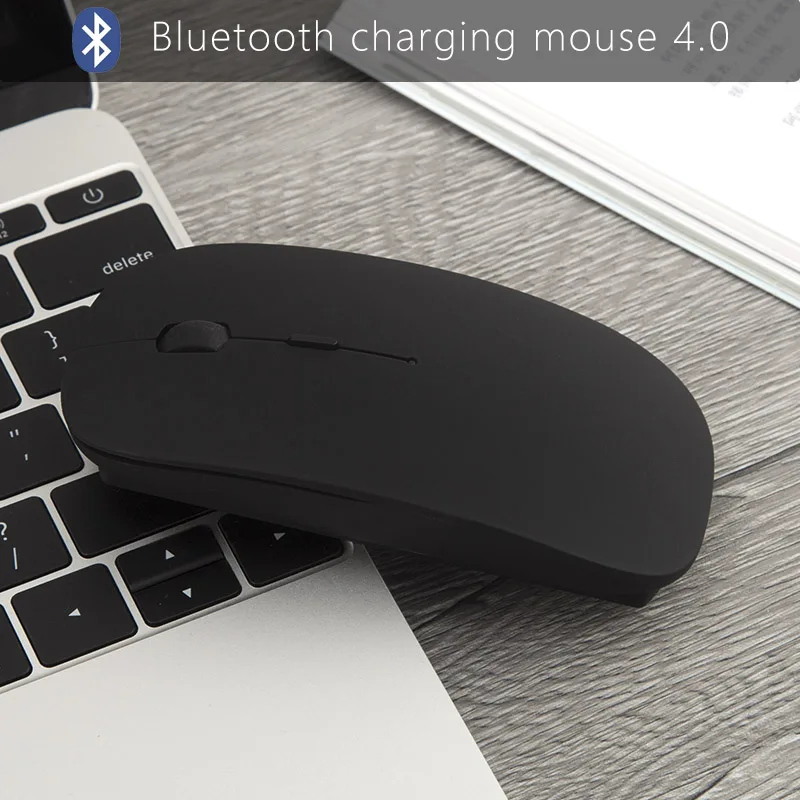 Женская и Мужская Bluetooth мышь для Macbook air/pro перезаряжаемая Бесшумная беспроводная мышь для Windows 10/Mac muis draadloos - Цвет: Bluetooth black