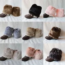 Искусственный мех, плоские манжеты, носки для обуви, высокие зимние носки для обуви, рождественские вязаные гетры, сапоги с манжетами, женские зимние носки