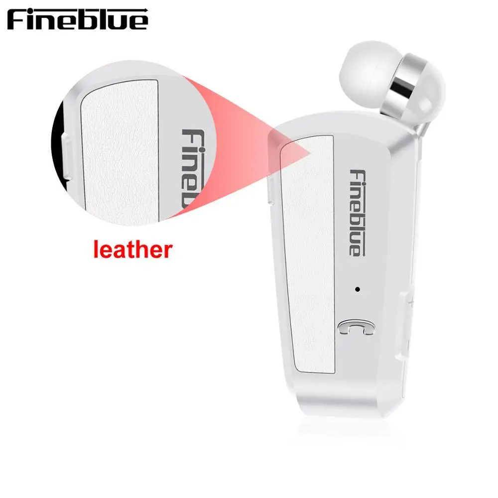 Новые Fineblue F990 беспроводные Bluetooth наушники с зажимом для шеи телескопического типа бизнес Спорт стерео наушники Вибрирующая одежда - Цвет: leather white