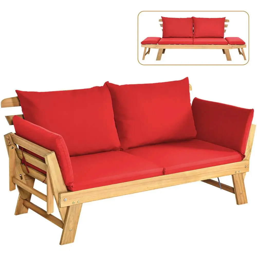 teras sofa daybed kayu solid adjustable furniture tebal bantal op70607