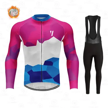 

New 2020 Racing Thermal Fleece Cycling Jersey Set Bicycle Cycling Bib Shorts Bike Jersey Set Ropa Ciclismo Hombre Cycling Kit