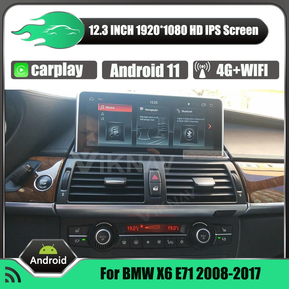 

12.3 Inch Android 11 Car Radio GPS Head Unit For BMW X6 E71 CCC CIC NBT 2008-2017 Support 256GB 8 Core CarPlay Multimedia Player