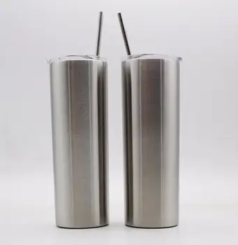 

25pcs 20oz Skinny Tumbler Straws Straight cup 20 oz Stainless Steel double wall vacuum Insulation Beer coffee mug Travel Cups