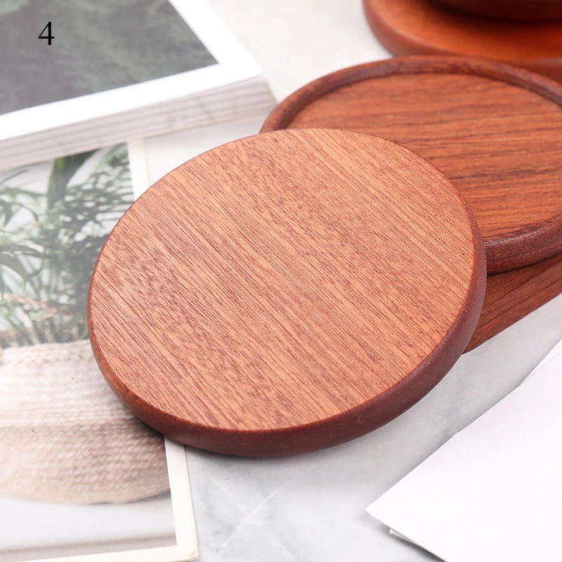 1pc Placemats Durable Walnut Wood Coaster Decor Square Round Heat Resistant  Drink Mat Home Table Tea Coffee Cup PadCMMA 