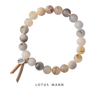 

Lotus Mann loudy Agate National Color Landscape Painting Protective Tassel Couple Crystal Bracelet Men and Women