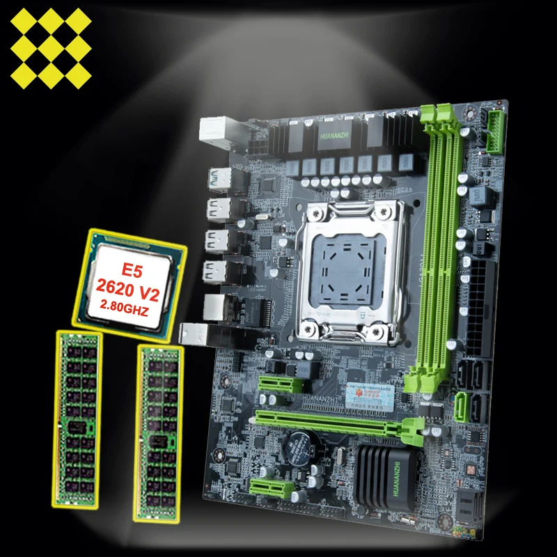 ^*Best Offers HUANANZHI X79-6M LGA2011 motherboard computer DIY discount X79 motherboard with CPU Intel Xeon E5 2620 V2 RAM 32G(2*16G) RECC