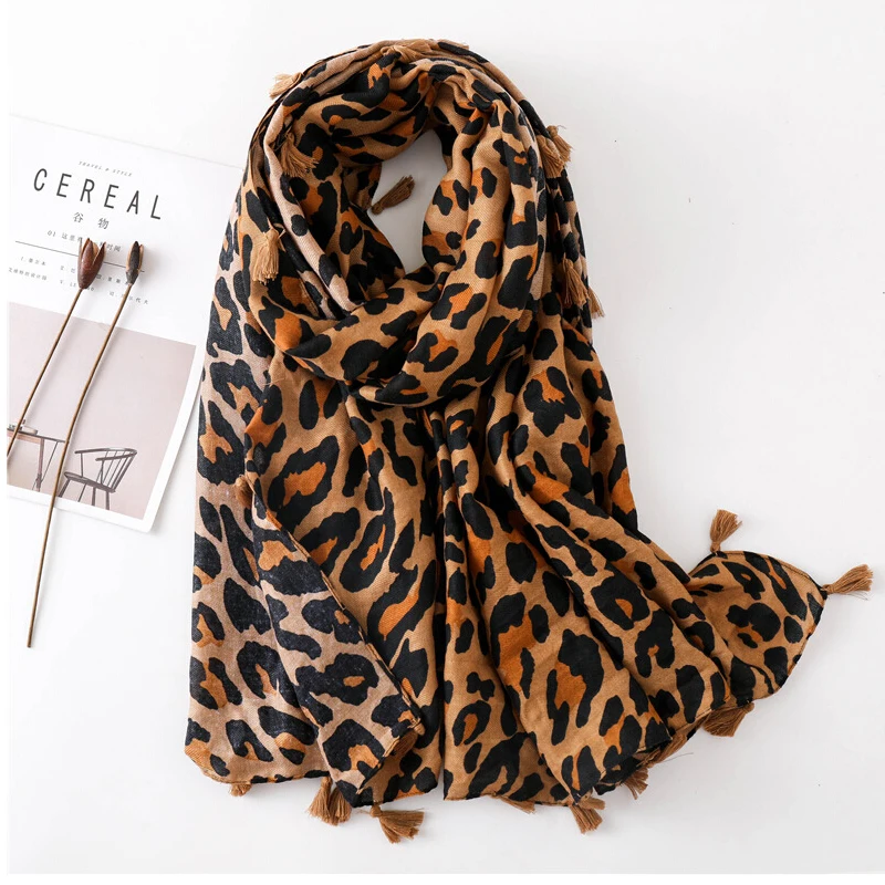 Fashion new women scarf summer shawls and wraps leopard print hijab scarves ladies pashmina foulard femme christmas (1)