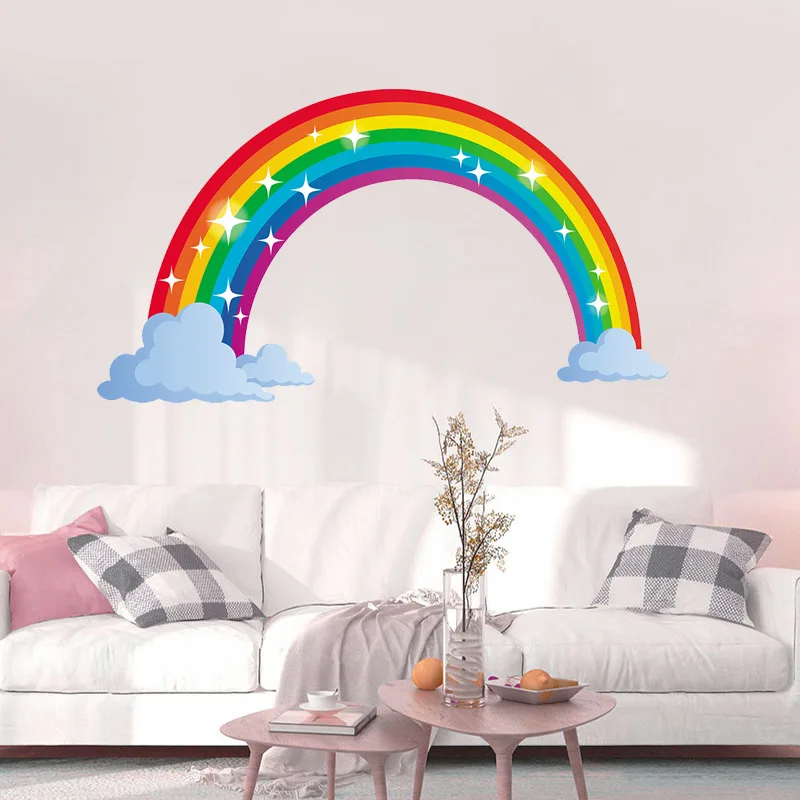 Shiny Rainbow 40 * 73cm Wall Stickers for Kid Living Room Mural Room Decoration Sticker Kindergarten Creative Children Gift