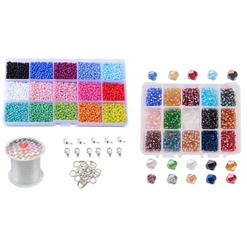 

m Glass Rice Beads 15 Boxes Box Fish Line Lobster Buckle 7500 Pieces with Double Cone Crystal Glass Beads Used