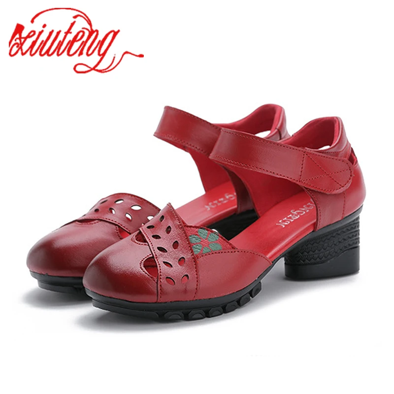

Xiuteng 2019 Hot Sell Women Summer Casual Fashion Hollow Breathable Sandals Outdoor Thick Heels Shoes New Arrival