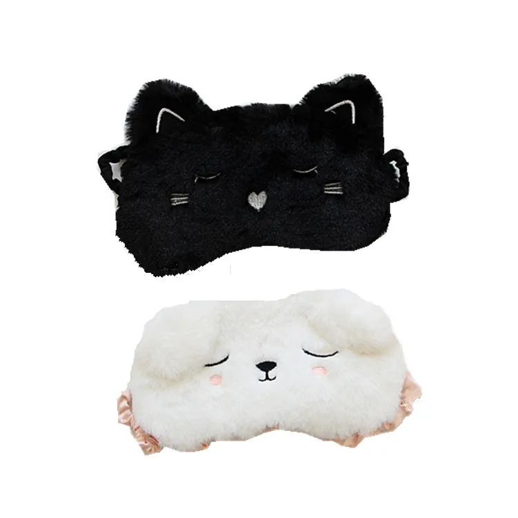 3D Black White Cat Cartoon Eye Mask Sleeping Eyemask Snoring Eyeshade Kitten Eye Mask Home Travel Goggles Shading Sleep Nap