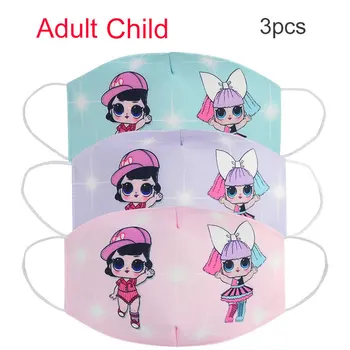 

2020 New adult children Lol mask dustproof breathable anti-fog mask baby doll sunscreen cartoon mask