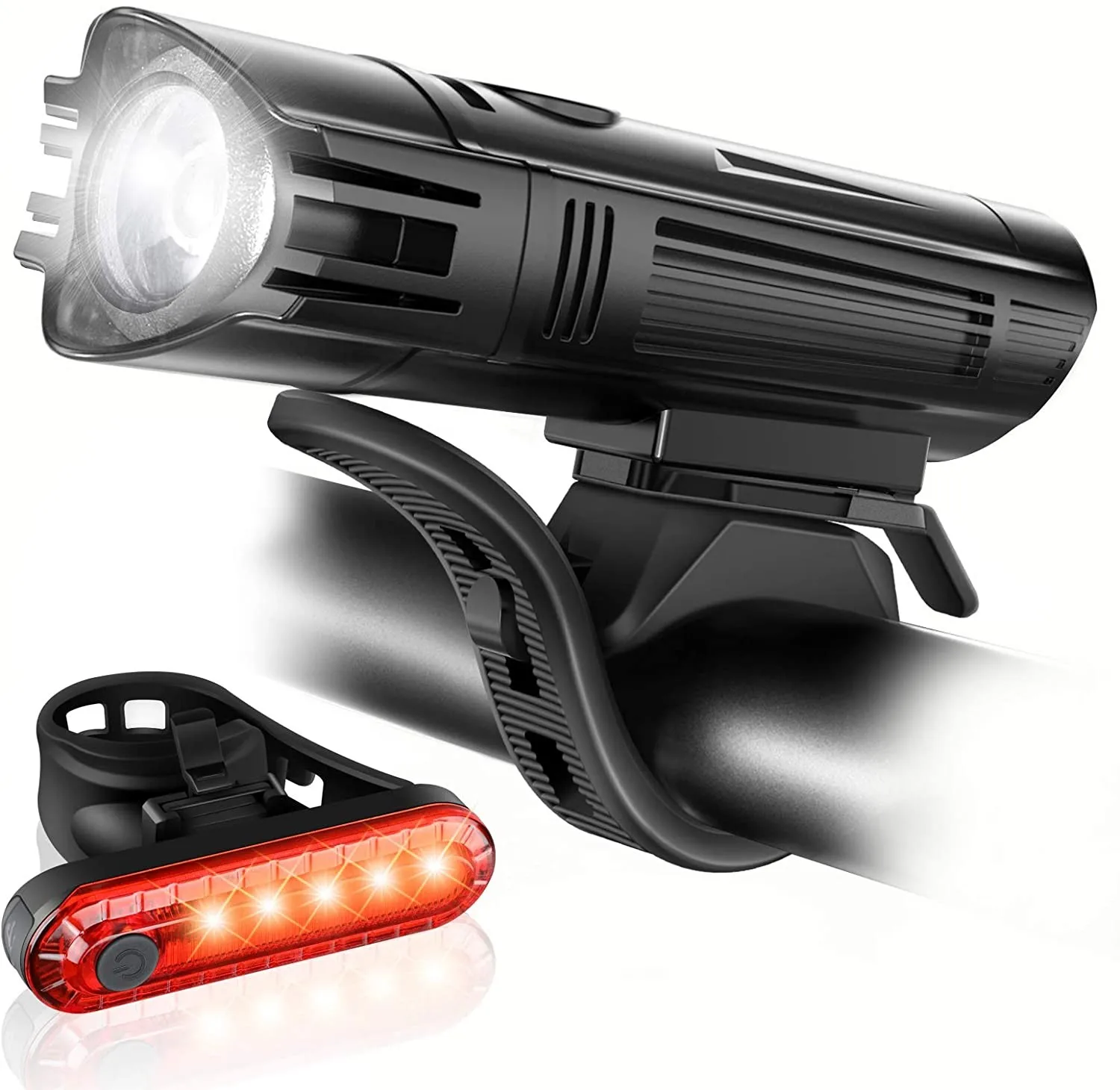 2pcs Durable Bike Tail Light Ascher Ultra Bright USB Rechargeable Bike Light Set Luz de la bicicleta accesorios para bicicletas