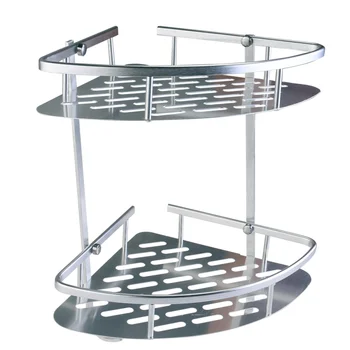 

Aluminum 2-tier Bathroom Corner Storage Rack Organizer Shower Shelf (Silver)