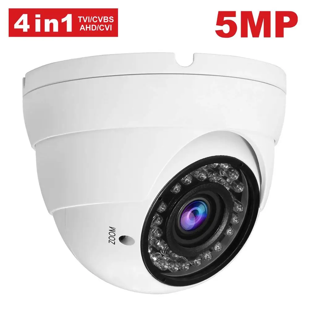 5MP купол безопасности Камера 4-в-1 видеорегистратор AHD/CVI TVI/CVBS видео cctv-камеры видеонаблюдения 2,8-12 мм объектив с переменным фокусным расстоянием Водонепроницаемый на открытом воздухе