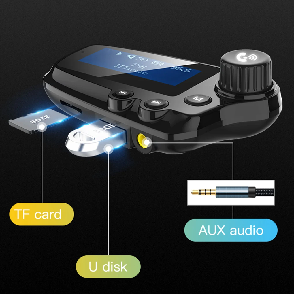 Bluetooth автомобильный комплект громкой связи fm-передатчик AUX аудио приемник автомобильный MP3-плеер Телефон USB быстрое зарядное устройство ЖК-дисплей