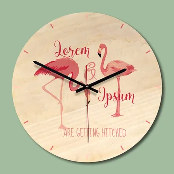 

11 Inch Fashion Wall Clock Flamingos Cartoon Wooden Wall Clock Kids Room Decorative Wall Clock Home Decoration mute