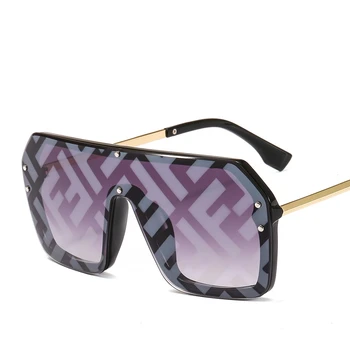 

Fashion Letter Sunglasses Women Vintage Metal Frame Oversized Square Sun Glasses Luxury Designer UV400 Sunglass Female Men