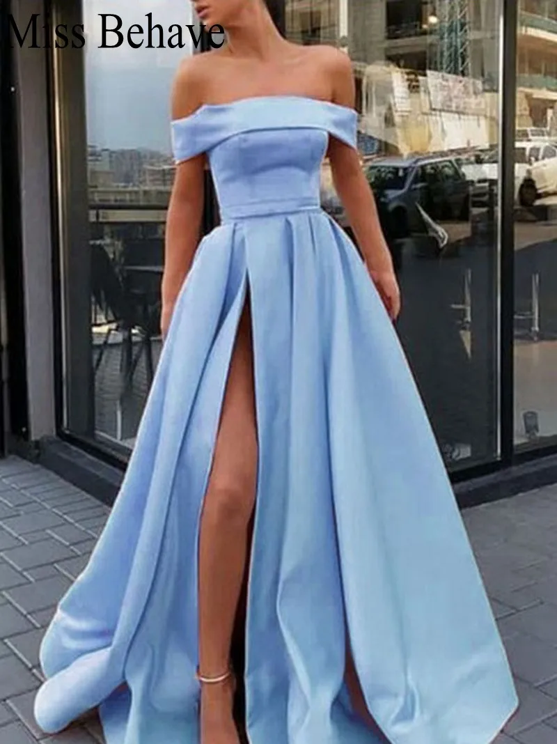 

DD JYOY Plus Size Evening Dress for Women Satin Front Split Elegant Party Gowns Evening Zipper Back robe soiree