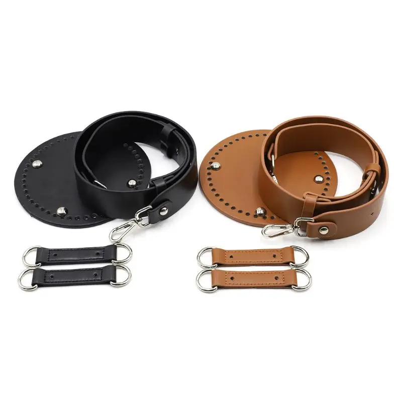 

4 Pieces/Set Artificial Leather Round Bucket Bag Bottom Wide Shoulder Strap for DIY Handmade Knitting Crochet Crossbody Handbag