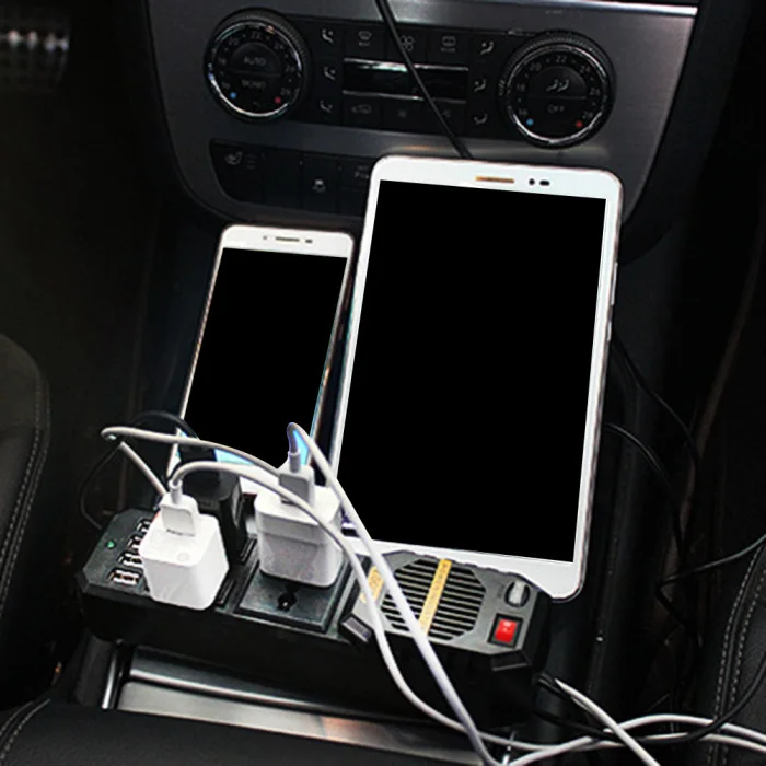 Автомобильный инвертор 200W 12V постоянного тока до 220V инвертор 4 Порты usb для ноутбука Смартфон бытовая машина для укладки волос