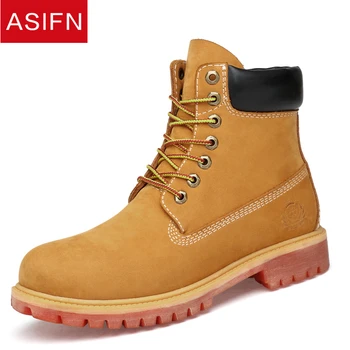 

ASIFN Men Work Boots Casual Natural Cow Leather Shoes Handmade Retro Winter Male Waterproof Ankle Snow Top Quality New