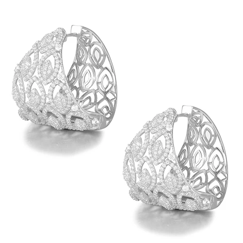 Silver Missvikki, винтажные, элегантные, резной обруч, серьги для женщин, свадебные с кубическим цирконом, кристалл, CZ, Колумбия, Дубай, двухцветные, свадебные серьги - Окраска металла: Silver