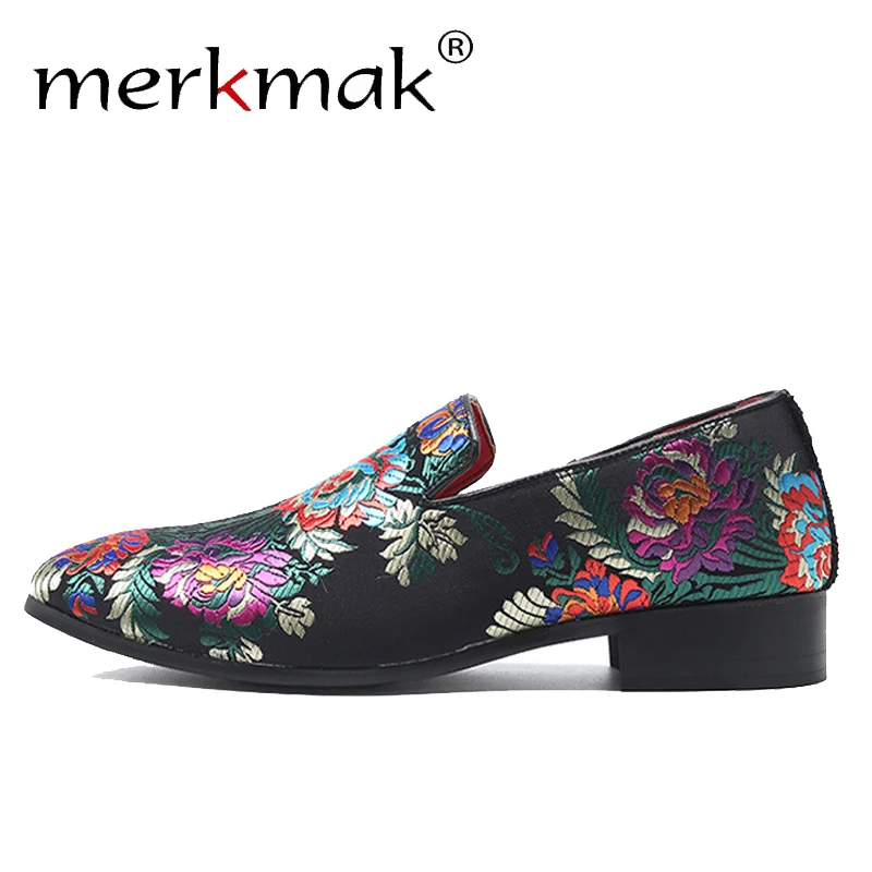 Comprar Merkmak nuevos mocasines de gamuza para hombres zapatos planos de patrón bordado clásico para hombres de gran tamaño 37 48 cómodo calzado de vestir informal