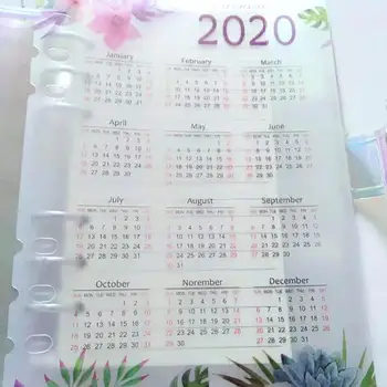 

2020 Year Calendar Cute School 6 Holes PP Index Divider for Girl Diary Binder Weekly Planner Notebooks Stationery,A5 A6