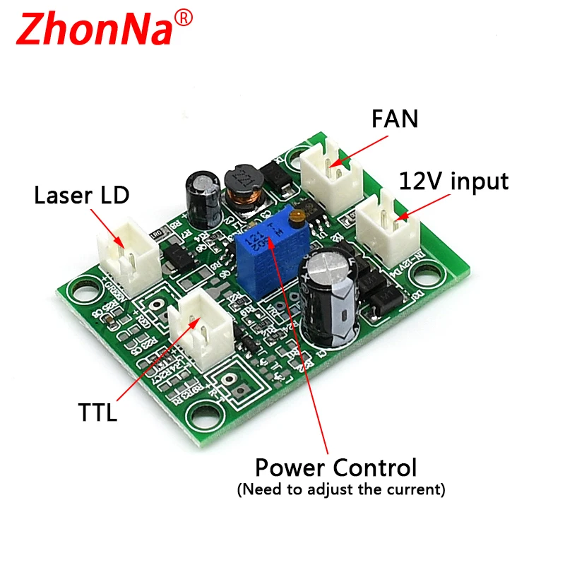 DC12V laser PCB circuit board with TTL function ACC constant current and constant voltage drive circuit 2pcs led drive power 9w power dc12v input current ≤300ma boost led drive power board built in power supply